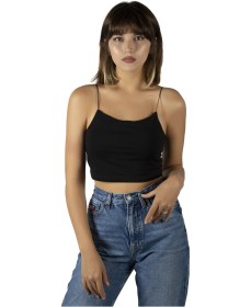 Resim Veaven Kadın Siyah Ip Askılı Crop Top Büstiyer Bluz Atlet Siyah 