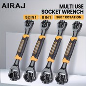 Resim AIRAJ 8-in-1/52-in-1 Soket Anahtarı, Esnek Çok Fonksiyonlu Köpek Kemikli Kauçuk Saplı, 360 Derece Dönebilen Baş, Her Boyut Standart Uyum Otomatik Tamir ve Daha Fazlası İçin 