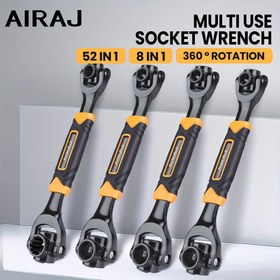 Resim AIRAJ 8-in-1/52-in-1 Soket Anahtarı, Esnek Çok Fonksiyonlu Köpek Kemikli Kauçuk Saplı, 360 Derece Dönebilen Baş, Her Boyut Standart Uyum Otomatik Tamir ve Daha Fazlası İçin 