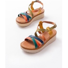 Resim 730-153 Multi Ortopedik Hakiki Deri Dolgu Kadın Sandalet 