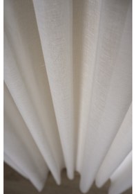 Resim Premium Natural Keten Dokulu Soft Dökümlü Pileli Tül Perde Salon Oturma Odası Yatak Odası Çocuk Odas Beyaz 