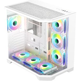 Resim F-7 Edge 7x Argb Pwm Fan Beyaz Atx Akvaryum Gaming Kasa Oyuncu Kasası 