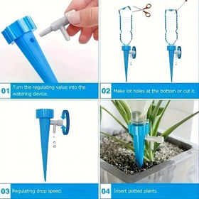 Resim 40 adet Otomatik Sulama Çubukları, Ayarlanabilir Damla Sulama Sistemi, Zamanlayıcı Bahçe Sulama Cihazı, Plastik, Ev ve Çim Bakımı için Uygun 