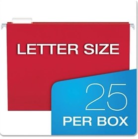 Resim Geri Dönüşümlü Askılı Klasörler, Mektup Boyutu, Kırmızı, 1/5 Kesim, 25/bx (81608) 