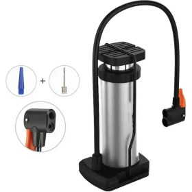 Resim Skygo Yüksek Basınçlı Alüminyum Gümüş Renk Top Bisiklet Taşınabilir Hava Ayak Pompası 