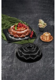 Resim Gül Desenli Kek Kalıbı - Siyah 
