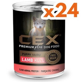 Resim Cex Parça Etli Puppy Tahılsız Kuzulu Yavru Köpek Konservesi 415 Gr x 24 Adet 