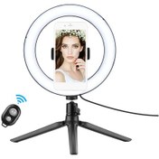 Resim Hombey 22cm/8.6" Led Çember Işığı Seti - 3000-6000k İki Renkli Sicaklık, 10 Seviye Parlaklık, Masa Üstü Tripod, Telefon Tutucu, Bluetooth Kumanda 
