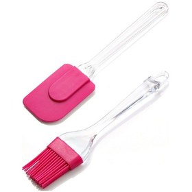 Resim Plastik Saplı Silikon Büyük Boy Fırça Pavia Spatula 2 Li Fuşya Fuşya 