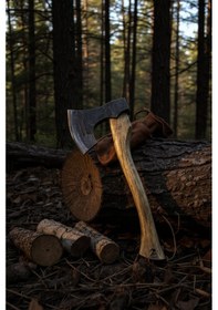 Resim Savaşan Çelik 4140 Kamp Baltası Doğal Akasya Sapı Vernikli 