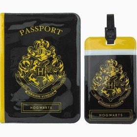 Resim Harry Potter Hogwarts Pasaport Kılıfı ve Valiz Etiketi Seti - Siyah 