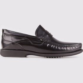 Resim Hakiki Deri Siyah Kaymaz Kauçuk Tabanlı Erkek Günlük Ayakkabı Siyah 