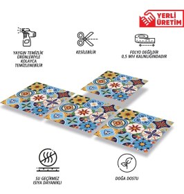 Resim Kendinden Yapışkanlı Zambak Desenli Pvc Karo 30X30 cm (33 Adet) 3m2 