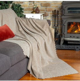 Resim Jakarlı Şönil Koltuk Örtüsü Kanepe Örtüsü Koltuk Şalı 110x175 2 Ad. Kaymaz Bej Bej 