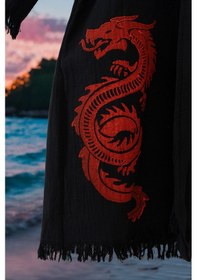 Resim Varol Organik %100 Pamuk Kimono Yaka Sabalık Bornoz - Viserion Kırmızı 