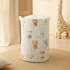 Resim Ocean Home Textile Çocuk Odası Ağzı Büzgülü Sevimli Hayvanlar Oyuncak Sepeti 36 x 48 cm 