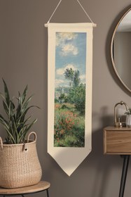Resim Duvar Halısı Pinterest Oda Dekoru, Monet Sanat Serisi, 100cm Kanvas Flama Askılı Duvar Örtüsü NO:604 - Renkli - 5 / 30 x 100 