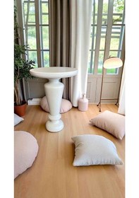 Resim Beyaz Renk Doğal Ahşap Mantar Sehpa Tekli Yan Sehpa Modeli - Wooden Table Beyaz 