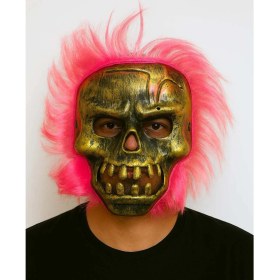 Resim Wild Skull - Bakır Kafatası Pembe Saçlı Iskelet Maske 
