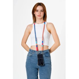 Resim Hippi Pomegranate Örgü Yassı Telefon ve Çanta Askısı 