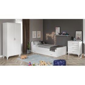 Resim Kzn Home Kartopu Country Oda Takımı - Yavrulu Karyola, 2 Kapaklı Gardırop, 3 Çekmeceli Şifonyer Tamamı Mdf 