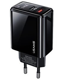 Resim Usams US-CC133 T40 20W QC3.0+PD Type-C+USB Dijital Göstergeli Hızlı Şarj Başlığı 