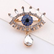 Resim 1 adet Vintage Mavi Göz Taşlı Broş Pin - Çinko Alaşımlı, Parıldayan S & Gözyaşı Kolye, Gelin & Düğün Parti Elbiseleri için Mükemmel, Gelin Takıları | Vintage Broş | Detaylı El Sanatları, Göz Broşu 