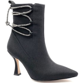 Resim Feles Arkası Taş Detaylı Topuklu Kadın Bot 001 