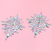 Resim 1 Çift Akrilik Elmas Şekilli Kendinden Yapışkanlı Göğüs Ucu Kapakları, Polka Dots Deseni, Parti, Kulüp, Kadınlar İçin Seksi Kostüm Dekorasyonu İçin Yıkanmaz Sütyen Aksesuarları 