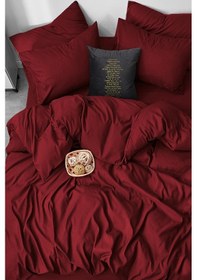 Resim Ranforce %100 Pamuk Çift Kişilik Bordo Renk Nevresim Takımı 
