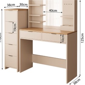 Resim Bimossa T50 Diena Çekmeceli Dolaplı Makyaj Masası - Meşe - Kumtaşı 