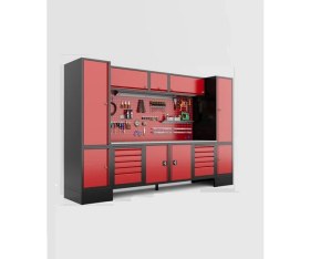 Resim Dorf 3,5 Metre Modüler Üst, Sağ ve Sol Dolaplı 10 Çekmeceli 2 Dolaplı Çalışma Tezgahı Boş 