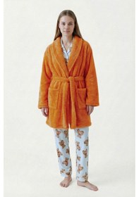 Resim Şal Yaka Wellsoft Sabahlık & Peluş Bornoz-yumuşak, Polar Unisex Sabahlık-turuncu Turuncu/s/m Turuncu 