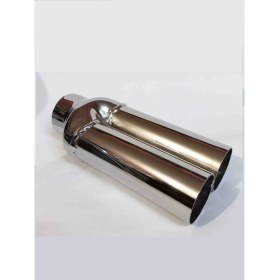 Resim Egzozcum Çifli Nikelaj Düz Eşit Uçlu Her Araca Uyumlu Sessiz Egzoz Ucu 