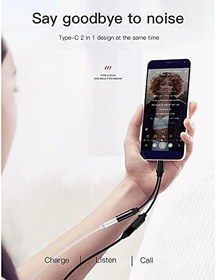 Resim Tip C 3.5mm Şarj Ses Adaptörü 2 in 1 USB C Splitter Kulaklık AUX Ses Kablosu Smartphone Splitter için 