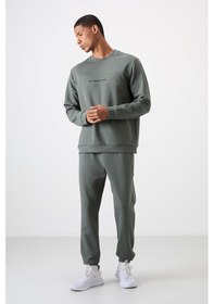 Resim Tommy Life Haki - Haki Pamuklu Kalın Yumuşak Dokulu Comfort Fit Baskılı Erkek Eşofman Takım - 85253 Haki 