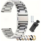Resim Oldfriend Siyah 22mm Akıllı Saat Kayışı Paslanmaz Çelik Samsung Galaxy Watch Garmin Ticwatch Fossil Uyumlu 