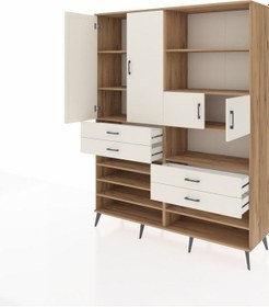 Resim Hyperion Gardrop 11 Raflı 4 Çekmeceli 4 Kapaklı 176x44x221 Çam-aytaşı Aytaşı 