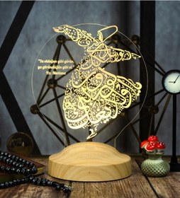 Resim Semazen 3D Led Lamba, Mevlana Sözleri Semazen Hediye Gece Lambası 