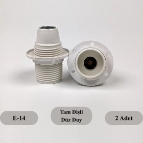 Resim Dekoratif Plastik E-14 Tam Dişli Halkalı Duy Beyaz (2 Adet) 