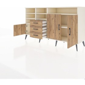Resim Kronos Konsol 7 Raflı 3 Çekmeceli 3 Kapaklı 176x59x99 Aytaşı-çam Aytaşı-çam 