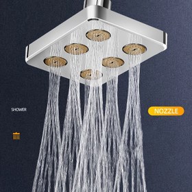 Resim 1 adet 10.92 cm Yüksek Basınçlı Yağmur Duş Başlığı - Kare Parlatma Bitişli, Duvar/Tavan Montajı, Su Akışını Artırıcı Meme Tasarımı, Modern Banyo Yükseltme, ABS Malzeme, Kolay Kurulum 