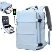 Resim Gaojunshop01 Enoshı Mavi Genişletilebilir Tekerlekli Sırt Çantası 15.6 Laptop Cebi Şarj Uyumlu Diğer 