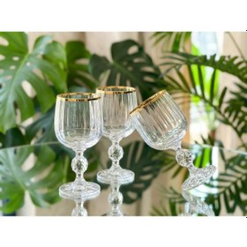 Resim Bohemia Kristal Optik Kısa Kadeh Seti 6 Lı Gerçek Altın Yaldız Ağızlı Şık Cam Kadeh Şeffaf 