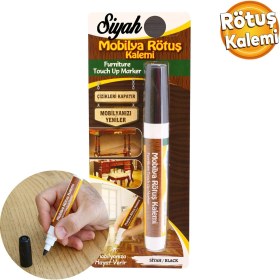 Resim Badem10 Mobilya Rötuş Kalemi Ahşap Masa Sehpa Dolap Kalemi Çizik Giderici Çatlak Kapatıcı Siyah 