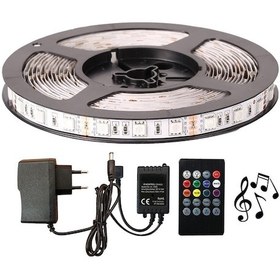 Resim Rgb Şerit Led Sese Ve Müziğe Duyarlı 5050 Smd 3Çip Set 