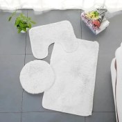 Resim DouranShop Beyaz Stil 3 Parça Banyo Halı Seti Düz Renk Kaymaz Banyo Paspasları Su Emme Tuvalet Kapağı Kapak Kat Mat Ev Için (Yurt Dışından) 