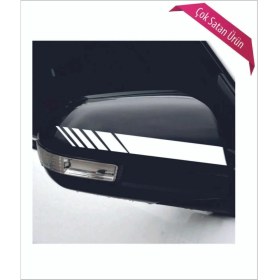 Resim Oto Ayna Şerit Özel Yeni Sticker Beyaz 2 Li 20*2,5 cm 