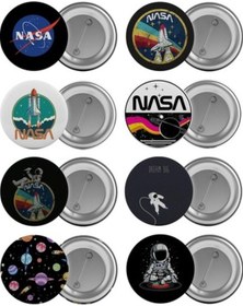 Resim Nasa Uzay Çanta Rozeti Seti 8 Adet En Büyük Boy 5.8Cm Iğneli Broş 