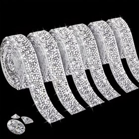 Resim Kendinden yapışkanlı altı rulo inci şerit, gümüş reçine inci şerit şeritleri, elmas kristal inci rulo etiketleri ve parıldayan parıldayan şerit incileri içerir, el sanatları için mükemmel. 